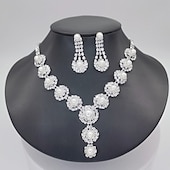 abordables Parures de Bijoux-Nuptiales Parures 1 jeu Imitation Perle Strass 1 Collier Boucles d&#039;Oreilles Femme Mode Coréen Doux Parure de Bijoux Pour Mariage Soirée Anniversaire