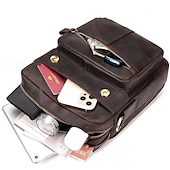 cheap Men&#039;s Bags-Men&#039;s Vintage Leather Messenger Bag – Crossbody Shoulder Bag with Multiple Pockets for Business, Travel &amp; Daily Use