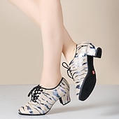 cheap Latin Shoes-Women&#039;s Glitter Dance Shoes with Animal Print, Lace-Up Design, and Comfortable Low Heels for Ballroom, Latin, or Party