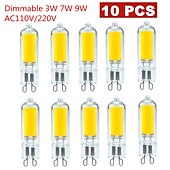 cheap LED Bi-pin Lights-10pcs Dimmable Mini G9 LED Lamp 3W 7W 9W AC 220V 110V LED Corn Bulb COB 360 Beam Angle Replace Halogen Chandelier Lights