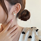 abordables Boucles d&#039;oreilles-Femme Boucles d&#039;oreille Clou Le style rétro Nœud Elégant Le style mignon mode Luxe Doux Des boucles d&#039;oreilles Bijoux Blanche Pour Carnaval Mariage Soirée 1 paire
