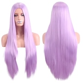 levne Párty paruky-Syntetická paruka Rovná střední část Strojně vyrobená paruka Dlouhá A1 A2 A3 A4 A5 Syntetické vlasy Ženské Cosplay Měkká párty blond růžová červená Halloween paruky