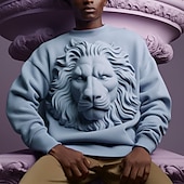 tanie wzór 3D-Męskie Graficzny Zwierzę Lew Bluzy Bluza z kapturem Długi rękaw Podkoszulek Półgolf Moda Codzienny Druk 3D Streetwear Urlop Święto Nadruk Wiosna i jesień