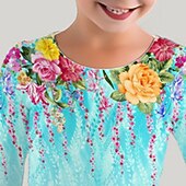 billiga 3D Blomma Klänning-Påsk Flickor 3D Blommig Klänning Långärmad 3D-tryck Vår Höst Semester Sport &amp; Utomhus Dagligen söt stil Ledigt Skön Barn 3-12 år Vardagsklänning A linjeklänning Ovanför knäet Normal