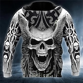 voordelige Trui-hoodies voor heren-Voor heren Doodskoppen Grafische prints Trui met capuchon Hoodies Sweatshirt Trui met capuchon Lange mouw Sweatshirt met capuchon Capuchon Streetwear 3D-afdrukken Dagelijks Sport 1 2 Afdrukken Lente
