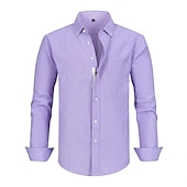 abordables chemises sans repassage pour hommes-Homme Chemise Chemise habillée Uni Bureau &amp; Carrière Fête de mariage Noir Blanche Rose dragée bleu marine manche longue Revers Printemps &amp; Automne Vêtement Tenue