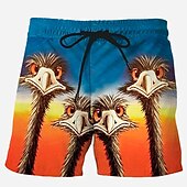 abordables Animaux &amp; Oiseaux-Homme Impression de peau d&#039;autruche Oiseau Maillots de bain Shorts de bain Shorts de Surf Taille Moyenne Hawaïen Occasionnel Fête Plage Cordon de serrage avec doublure en mesh Taille Élastique