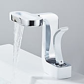 abordables Robinets de lavabo-Robinet lavabo - Jet pluie Plaqué Set de centre Mitigeur un trouBath Taps