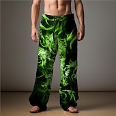 abordables Pantalons décontractés imprimés pour hommes-Flamme Abstrait Homme Impression 3D Pantalon Extérieur Usage quotidien Vêtement de rue Polyester Bleu Clair Jaune Rouge S M L Taille médiale Élasticité Pantalon
