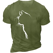 preiswerte Herren -Grafik -T -Shirt-Herren Kurzarm T-Shirt mit Katzen-Silhouette Grafik