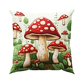 cheap Floral &amp; Plants Style-1PC Mushroom Double Double Side Pillow Cover Soft Decorative Square Cushion Case Pillowcase for Bedroom Livingroom Sofa Couch Chair