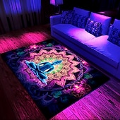 levne Černý koberec-blacklight koberec UV reaktivní záře ve tmě kobereček kuchyňská podložka protiskluzová olejivzdorná trippy buddha podlahová podložka do obývacího pokoje koberec vnitřní venkovní podložka ložnice