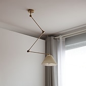 baratos Luzes da ilha-Luminária pendente industrial, luz suspensa com braço oscilante, luz pendente de teto ajustável para sala de jantar e sala de estar em ouro