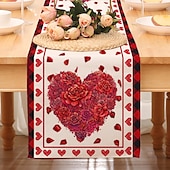 cheap Table Runners-Valentines Day Table Runner Holiday Table Runner Seasonal Farmhouse Burlap Table Cloth for Wedding Anniversary Home Kitchen Dinner Table Party Decor