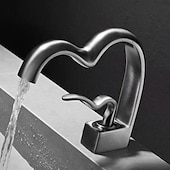 Недорогие Смесители для раковины в ванной-Ванная раковина кран - Водопад Электропокрытие По центру Одной ручкой одно отверстиеBath Taps