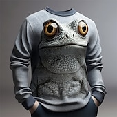 billiga 3D-tröjor för män-Herr Grafisk Groda Tröjor Pullover-tröja Långärmad Tröja Rund hals Mode Dagligen Ledigt 3D-tryck Semester Helgdag Utekväll Mönster Vår &amp; Höst