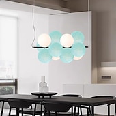 cheap Island Lights-Artistic Style Velvet FabricPVC Simple Found Ball Molecular Pendant Lamp Bedroom Bedside Restaurant Pendant Lamp Creative Molecular Round Ball Pendant Lamp