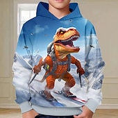 cheap Boy&#039;s 3D Animals-Boys 3D Dinosaur Hoodie Pullover Long Sleeve 3D Print Spring Fall Fashion Streetwear Cool Polyester Kids 3-12 Years Hooded Outdoor Casual Daily Regular Fit
