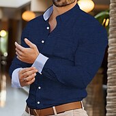 economico camicie oxford da uomo-Per uomo Camicia Camicie Camicia Oxford Color Block Ufficio e carriera Ricevimento di matrimonio Bianco Giallo Blu marino Blu Manica lunga Bavero Primavera &amp; Autunno Abbigliamento Splice