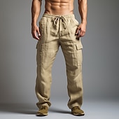 ieftine Clasic-Bărbați Pantaloni Cargo Pantaloni Pantaloni de vară Pantaloni de plajă Cordon Talie elastică Multi Buzunare Simplu Confort Respirabil În aer liber Zilnic Ieșire Modă Casual Negru Alb