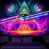 Χαμηλού Κόστους Μαύρισμα ταπετσαρία-blacklight ταπετσαρία uv αντιδραστική λάμψη στη σκοτεινή λάμψη πάρτι νέον πυραμίδα μάτι φύση ψυχεδελική trippy ομιχλώδης κρεμαστή ταπετσαρία τοίχου τοιχογραφία για κρεβατοκάμαρα σαλονιού