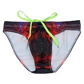 cheap Men's Swim Shorts-Men's Swim Briefs Daily Beach Breathable Quick Dry Drawstring Elastic Waist Color Block Short Sport Casual Activewear Wine Red Pink Micro-elastic