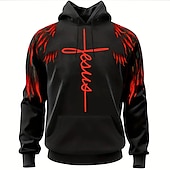 levne pánské 3D mikiny s kapucí-Pánské Grafika Písmeno Kapuce Kapucky Mikina Módní Denní Dlouhý rukáv Kapuce Dovolená Outdoorové sporty Streetwear Žlutá Rubínově červená Tisk Přední kapsa Jaro &amp; podzim Návrhář