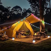 economico Striscie luci ad energia solare-lanterna da campeggio luci solari a stringa multifunzionali ricaricabili tenda da campeggio luce da esterno 16,4 piedi ip65 attrezzatura da campeggio impermeabile con emergenza ricaricabile per decorazioni natalizie, per la casa e per le feste