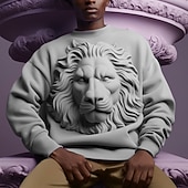 tanie wzór 3D-Męskie Graficzny Zwierzę Lew Bluzy Bluza z kapturem Długi rękaw Podkoszulek Półgolf Moda Codzienny Druk 3D Streetwear Urlop Święto Nadruk Wiosna i jesień