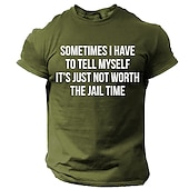お買い得  メンズグラフィックTシャツ-男性用面白いグラフィックTシャツ：「刑務所の時間に見合う価値はない」皮肉なユーモアショートスリーブトップ