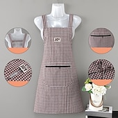 abordables Tablier-Tablier 100% coton respirant pour un usage domestique, cuisine, mode féminine d&#039;été, jolie version japonaise et coréenne du tablier, imprimé de travail anti-taches d&#039;huile