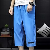 baratos Calções Estilo Casual-Homens Shorts ativos Calção Shorts casuais Calças Capri Bolsos Com Cordão Cintura elástica Tecido Conforto Comprimento da panturrilha Ao ar livre Diário Feriado Misto de Algodão Roupa de rua à moda