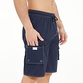 お買い得  メンズアクティブショーツ-男性用 スイムショーツ スイムトランク ビーチショーツ スポーツ お出かけ 週末 高通気性 速乾性 ランニング カジュアルスーツ ポケット コンプレッションライナー付き 平織り 膝丈 体操服 アクティブウェア ブラック イエロー マイクロエラスティック