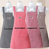 abordables Tablier-Tablier 100% coton respirant pour un usage domestique, cuisine, mode féminine d&#039;été, jolie version japonaise et coréenne du tablier, imprimé de travail anti-taches d&#039;huile