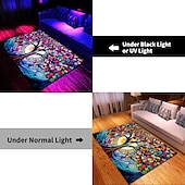 billiga Svartljus Mattor-blacklight matta uv-reaktiv glöd i mörkret område matta köksmatta halkfri oljesäker tree of life boho golvmatta vardagsrum matta inomhus utomhusmatta sovrum dekor badrumsmatta entrématta dörrmatta