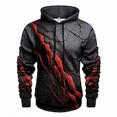 cheap Gothic &amp; Skull-Men&#039;s Graphic Color Block Hoodie Hoodies Sweatshirt Hoodie Long Sleeve Hooded Sweatshirt Hooded Fashion 3D Print Sports Outdoor Holiday Vacation Red Blue Print Front Pocket Spring &amp;  Fall Designer