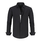 abordables chemises sans repassage pour hommes-Homme Chemise Chemise habillée Uni Bureau &amp; Carrière Fête de mariage Noir Blanche Rose dragée bleu marine manche longue Revers Printemps &amp; Automne Vêtement Tenue