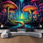 billige Blacklight -billedvev-blacklight billedvev uv reaktiv glød i mørket glød fest neon sopp natur landskap psykedelisk trippy tåkete hengende billedvev veggkunst veggmaleri for stue soverom