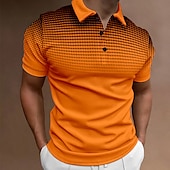 halpa Miesten geometrinen poolo-Miesten Sport Polo Golfpaita Kausaliteetti Pyhäpäivä Kauluskäänne Lyhythihainen Muoti Perus Kaltevuus nappi Kesä Normaali Viini Musta Valkoinen Laivaston sininen Oranssi Harmaa Sport Polo
