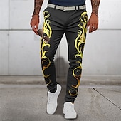 levne Štíhlý-Plamen Obchodní Abstraktní Pánské 3D tisk Oblekové Kalhoty Venkovní Denní nošení Streetwear Polyester Žlutá Červená Modrá S M L Středně vysoký pas Pružnost Kalhoty