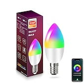 abordables Luces inteligentes-Lámpara de vela inteligente tuya wifi e14, bombilla led con control remoto por aplicación inteligente, 1/4/6 Uds. 85-265v