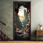 Недорогие Дверные чехлы-водопад пещера дверные покрытия фреска декор дверной гобелен дверной занавес украшение фон дверной баннер съемный для входной двери в помещении и на открытом воздухе украшение дома комнаты декор