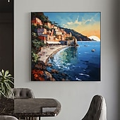 cheap Landscape Paintings-Handmade Oil Painting Canvas Wall Art Decor Original sailboat art Home Decor With Stretched FrameWithout Inner Frame Painting