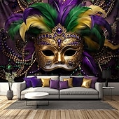 billige Ferievev-karneval maske hengende billedvev veggkunst stor billedvev veggmaleri dekor fotografi bakteppe teppe gardin hjem soverom stue dekorasjon