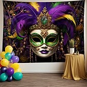 billige Ferievev-karneval maske hengende billedvev veggkunst stor billedvev veggmaleri dekor fotografi bakteppe teppe gardin hjem soverom stue dekorasjon