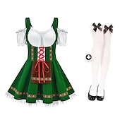 preiswerte Dirndl-Oktoberfest Dirndl Trachtenkleider Strumpf Oktoberfest / Bier Bayerisch Bayerisch Wiesn Traditioneller Stil Wiesn Damen Stoff im traditionellen Stil Hemd Schürze Socken