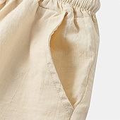 baratos Clássico-Homens Calção Shorts de linho Shorts de verão Com Cordão Cintura elástica Tecido Conforto Curto Casual Diário Feriado Misto de Algodão e Linho Moda Estilo Clássico Preto Branco