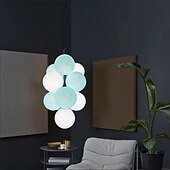cheap Island Lights-Artistic Style Velvet FabricPVC Simple Found Ball Molecular Pendant Lamp Bedroom Bedside Restaurant Pendant Lamp Creative Molecular Round Ball Pendant Lamp