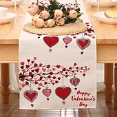 cheap Table Runners-Valentines Day Table Runner Holiday Table Runner Seasonal Farmhouse Burlap Table Cloth for Wedding Anniversary Home Kitchen Dinner Table Party Decor