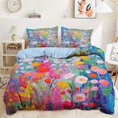 economico Set copripiumino-set copripiumino con motivo floreale dipinto a olio set consolatore morbido set di biancheria da letto in cotone di lusso in 3 pezzi decorazioni per la casa regalo di biancheria da letto crepuscolare